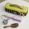 4-Piece Quilted Travel Organizer Set - Waterproof Makeup Bags with Curling Iron Case