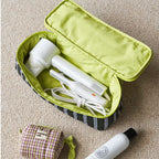 4-Piece Quilted Travel Organizer Set - Waterproof Makeup Bags with Curling Iron Case