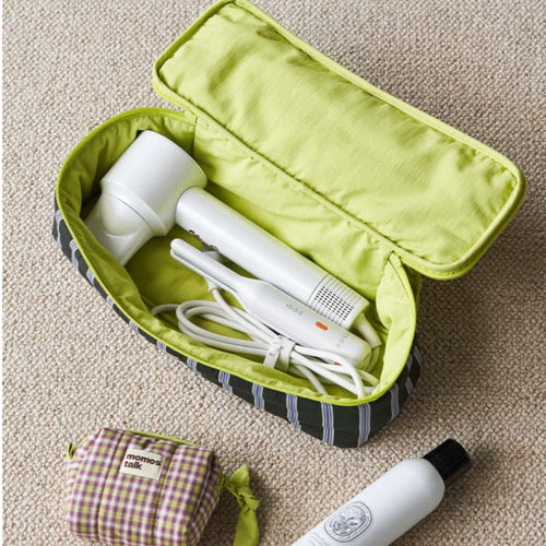 4-Piece Quilted Travel Organizer Set - Waterproof Makeup Bags with Curling Iron Case