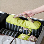 4-Piece Quilted Travel Organizer Set - Waterproof Makeup Bags with Curling Iron Case