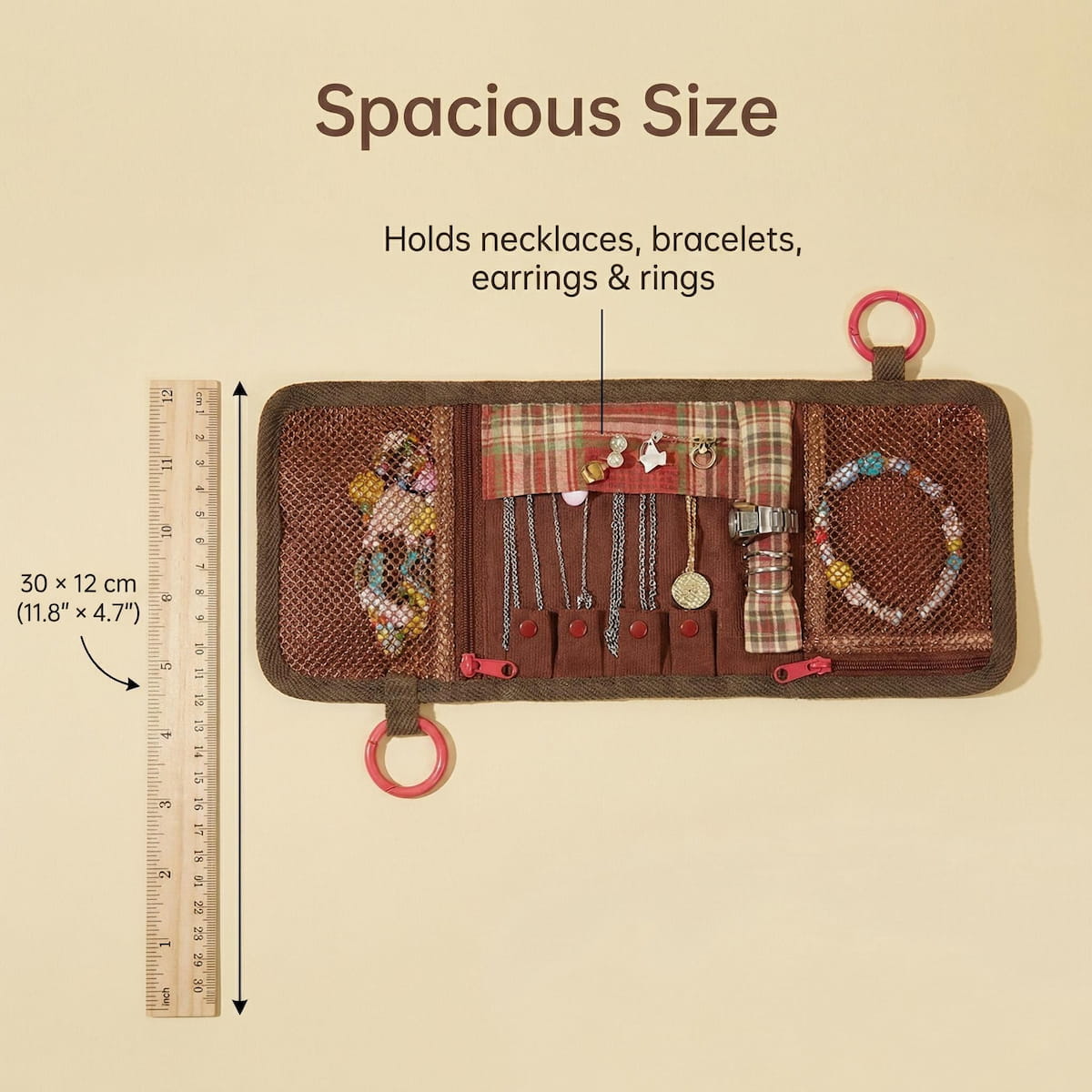 Travel Jewelry Roll – Portable Organizer for Necklaces, Earrings & Everyday Treasures