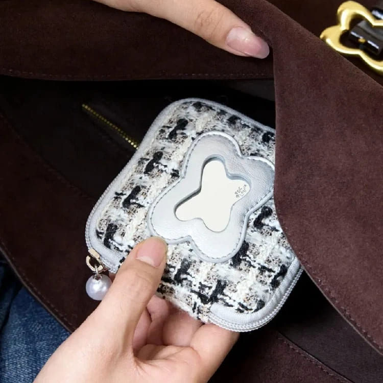 Butterfly Cake Jewelry Pouch with Mirror - Compact Travel Organizer with Zipper