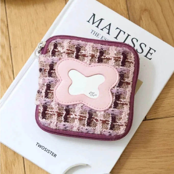 Butterfly Cake Jewelry Pouch with Mirror - Compact Travel Organizer with Zipper