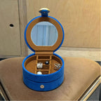 Eggy Party Double-Layer Jewelry Case - Velvet Travel Organizer with Stone Accents
