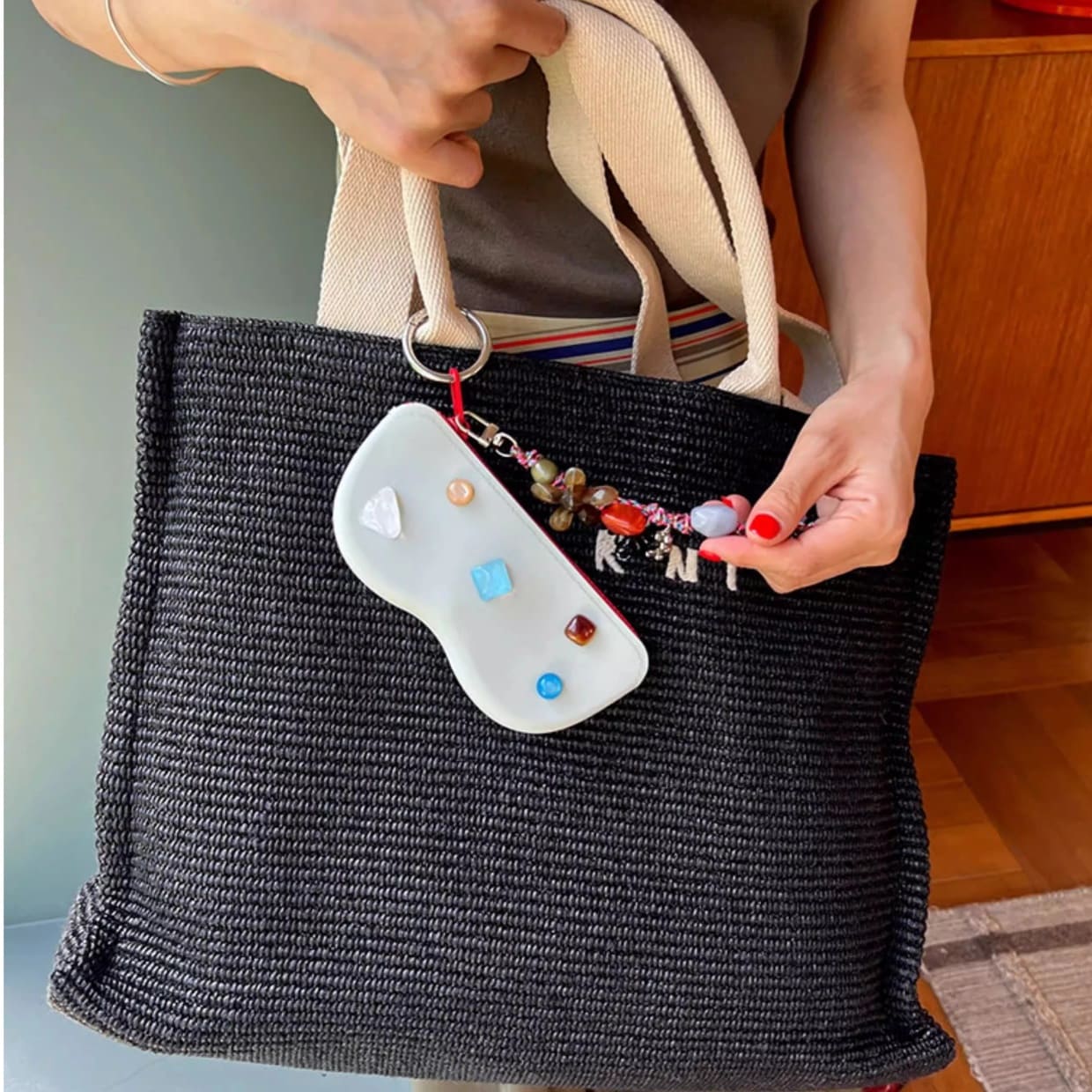 Floral Beaded Sunglasses Pouch - Clip-On Silicone Eyewear Case