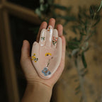 Hand-Painted Ceramic Palm Tray - Artisanal Mini Jewelry Dish
