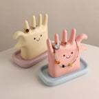 Heart Gesture Smiley Ceramic Jewelry Stand - Cute Hand-Shaped Ring Holder