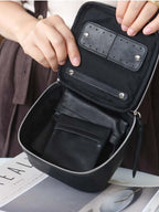 Large Genuine Leather Jewelry Box - Premium Cowhide Organizer