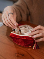 Limited Edition Silk Velvet Jewelry Pouch - Handcrafted with Natural Stones