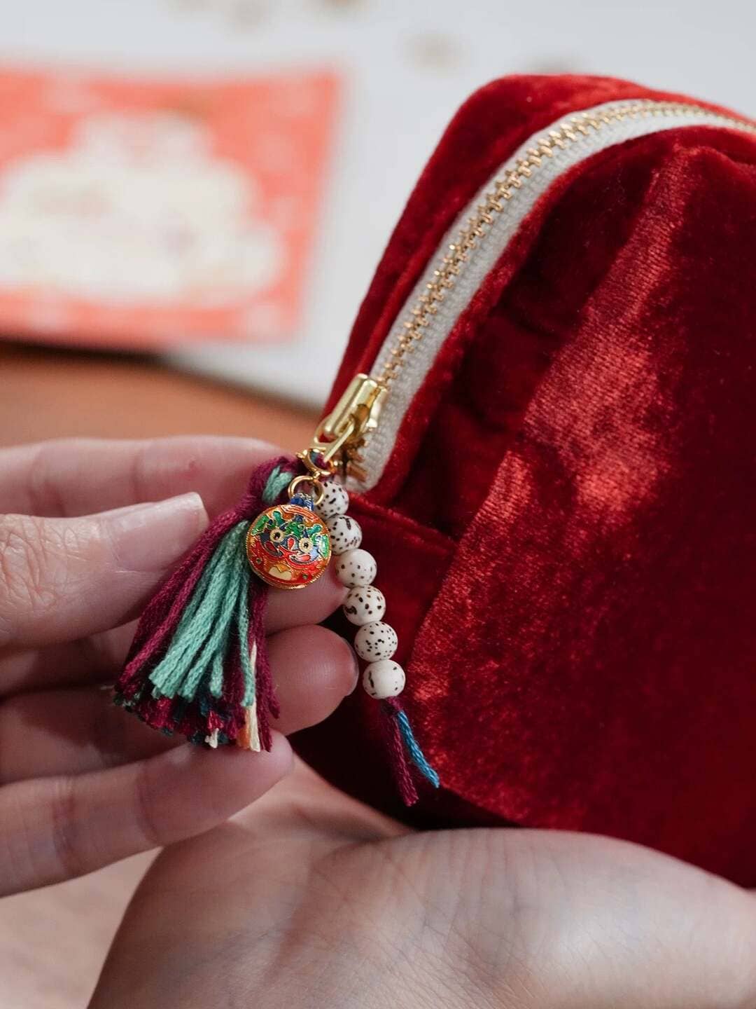Limited Edition Silk Velvet Jewelry Pouch - Handcrafted with Natural Stones