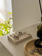 Natural Marble Tray with Wave Edge - Jewelry Dish & Soap Holder