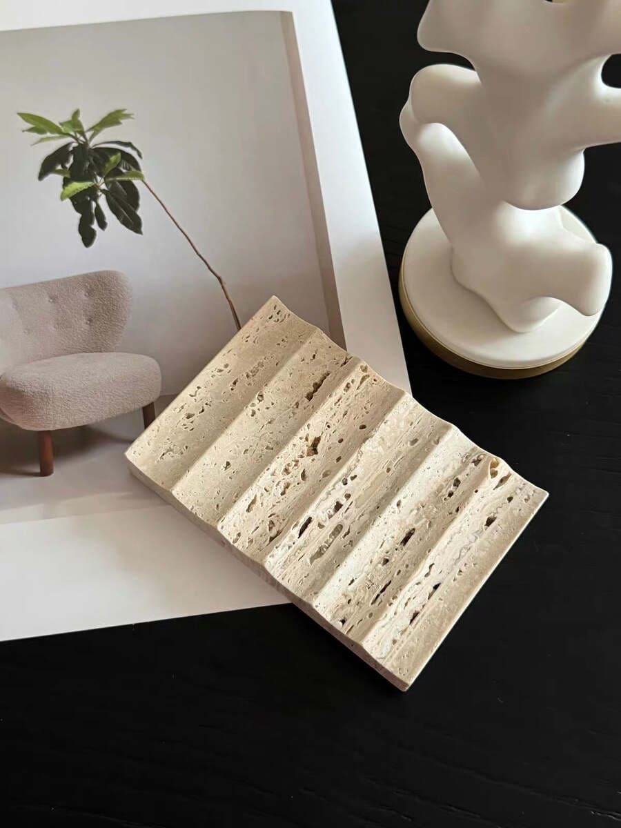 Natural Marble Tray with Wave Edge - Jewelry Dish & Soap Holder