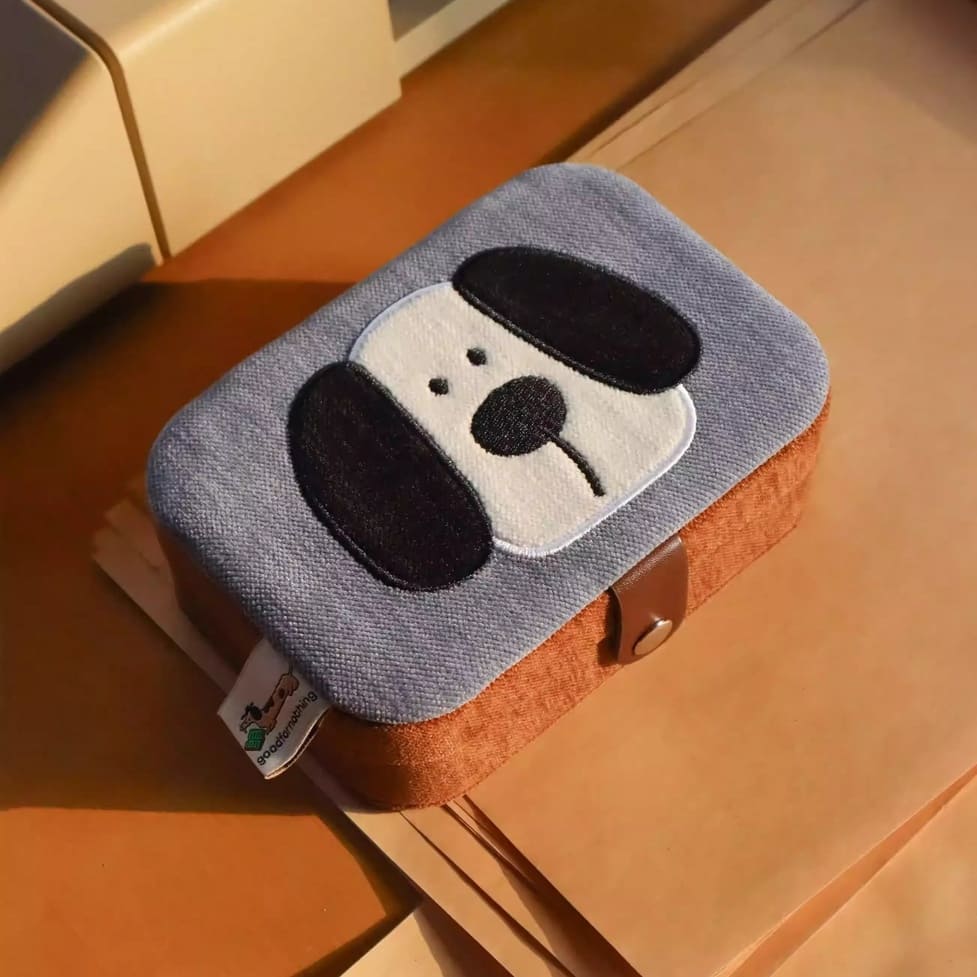 Puppy Jewelry Box with Mirror – Double-Layer Travel Organizer