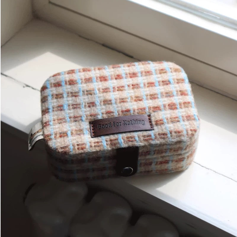 Retro Jacquard Jewelry Box - Double Layer Travel Jewelry Organizer with Soft Velvet Lining