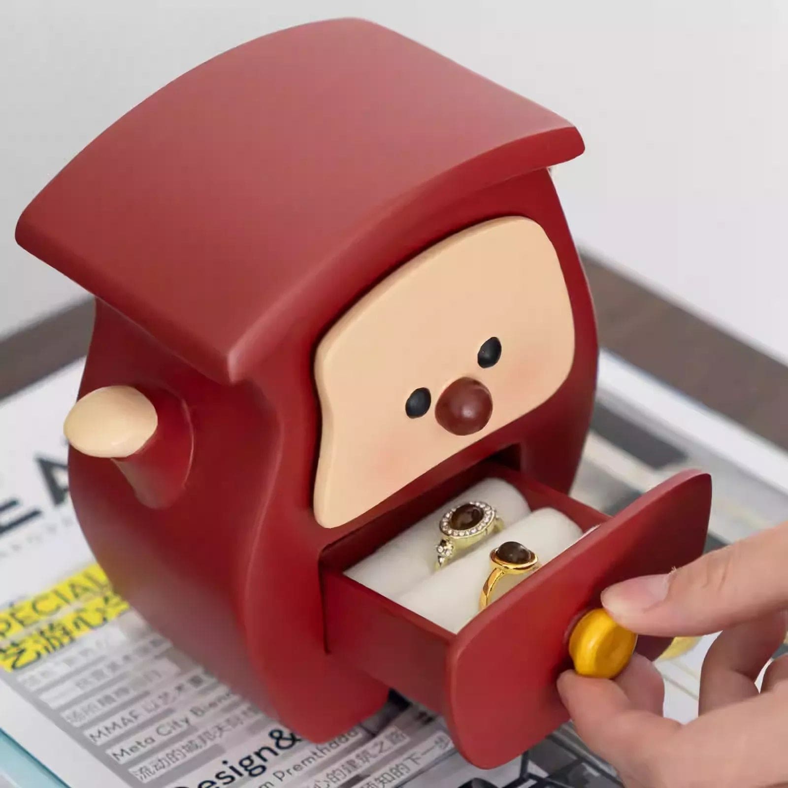 Twist Cabinet Jewelry Organizer - Cute Character Jewelry Stand with Drawer & Hooks