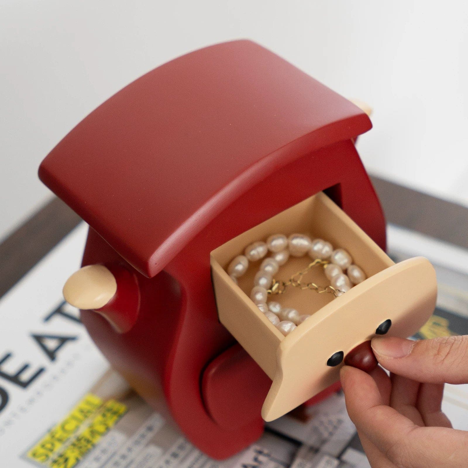 Twist Cabinet Jewelry Organizer - Cute Character Jewelry Stand with Drawer & Hooks