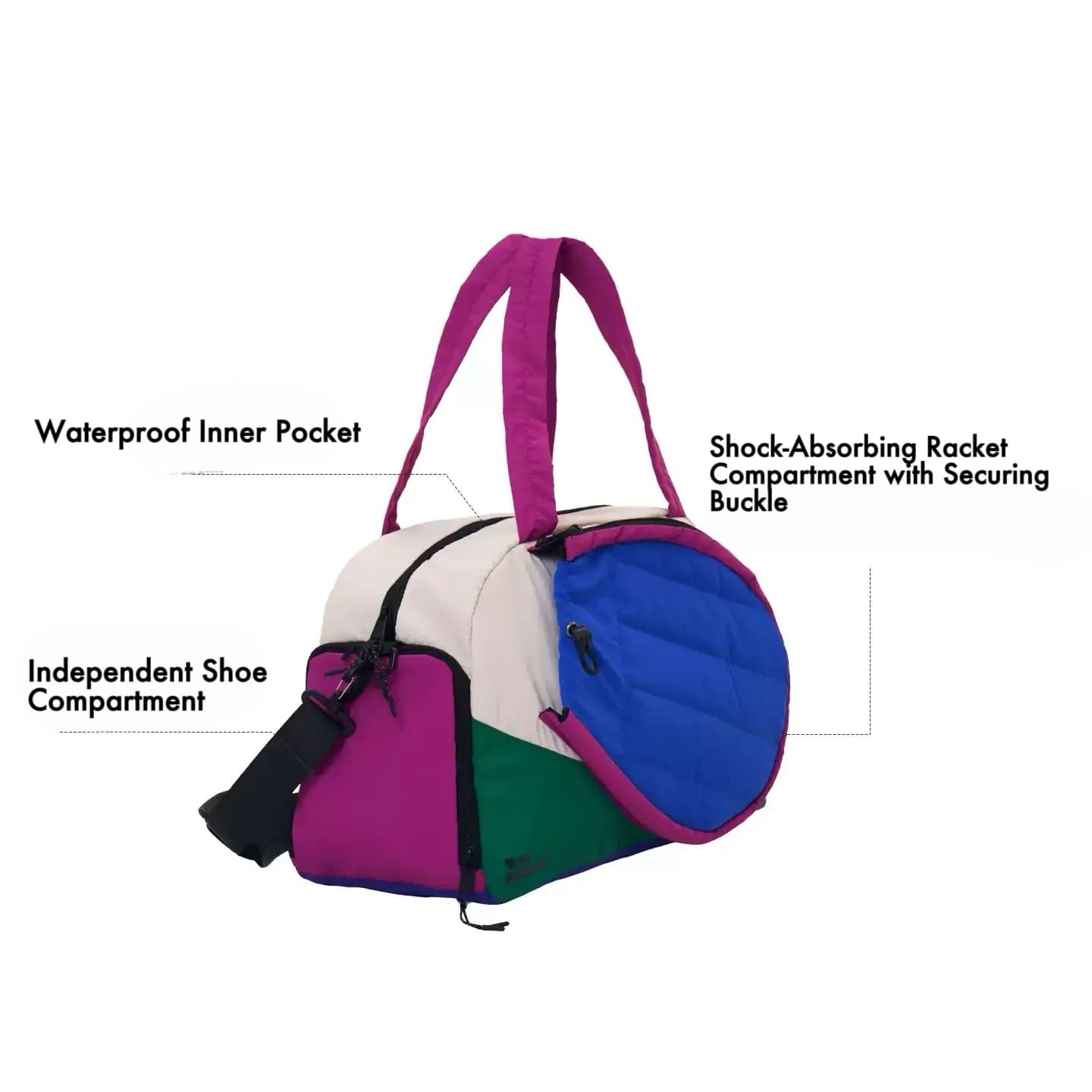 Color-Block Tennis Shoulder Bag - Multi-Functional Large Capacity Sports Duffle with Racket Compartment