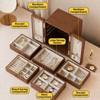 Wood Jewelry Cabinet with Double Doors & Drawers