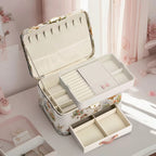 Linen Jewelry Box with Handmade Doll & Embroidery