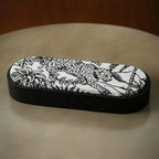 Travertine-Effect Oval Storage Box with Linen Lid