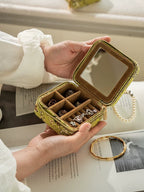 Mini Travel Jewelry Case with Mirror - Compact Organizer for 20+ Pieces