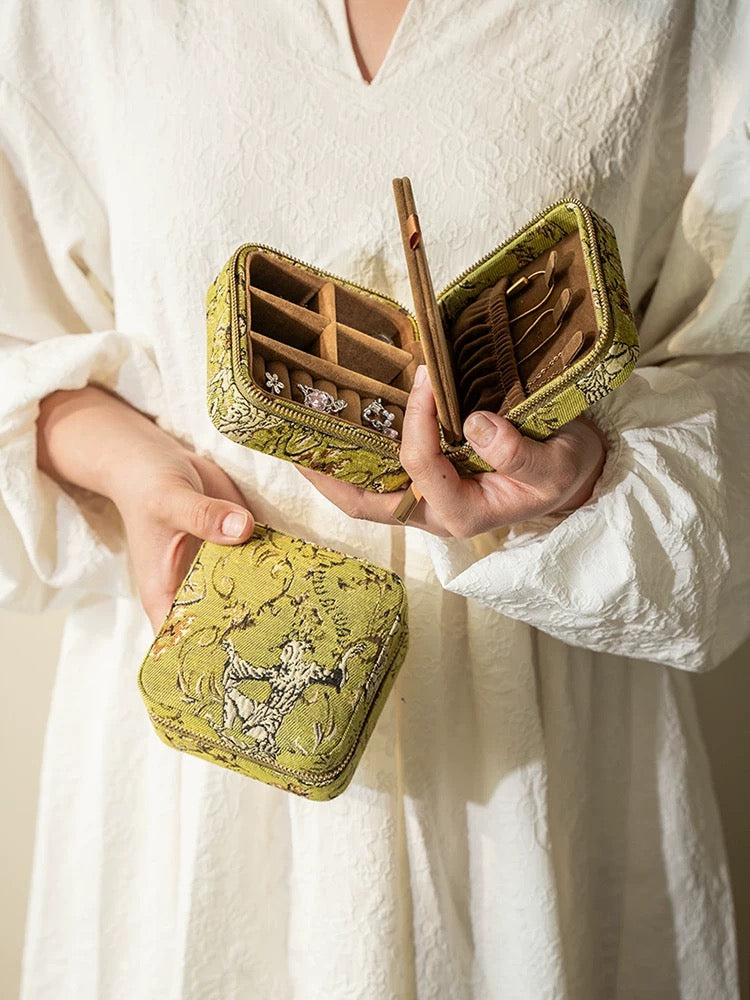 Mini Travel Jewelry Case with Mirror - Compact Organizer for 20+ Pieces