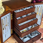 Wood Jewelry Cabinet with Double Doors & Drawers