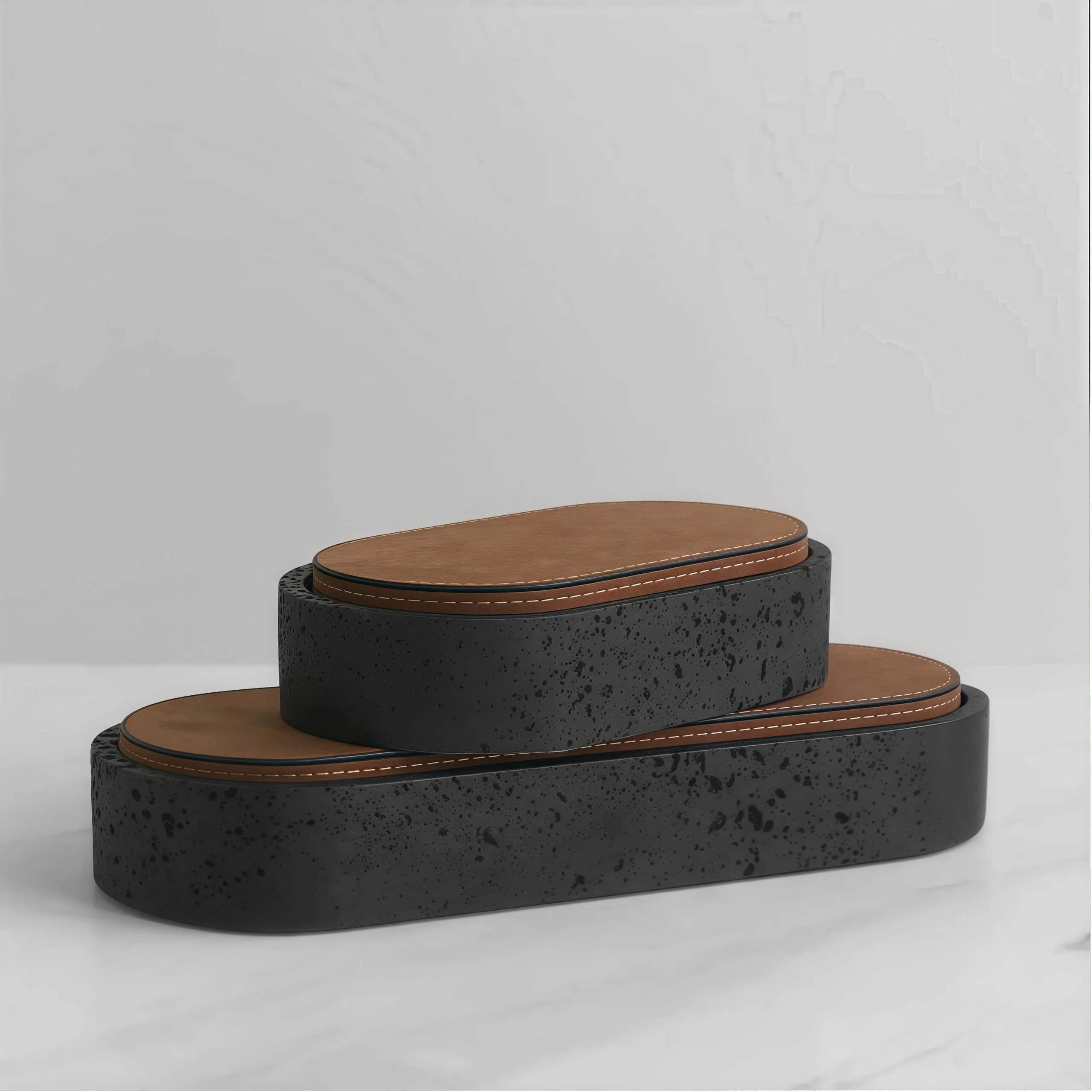 Travertine Jewelry Storage Box – Stone & Wood Organizer for Rings, Earrings & Keepsakes