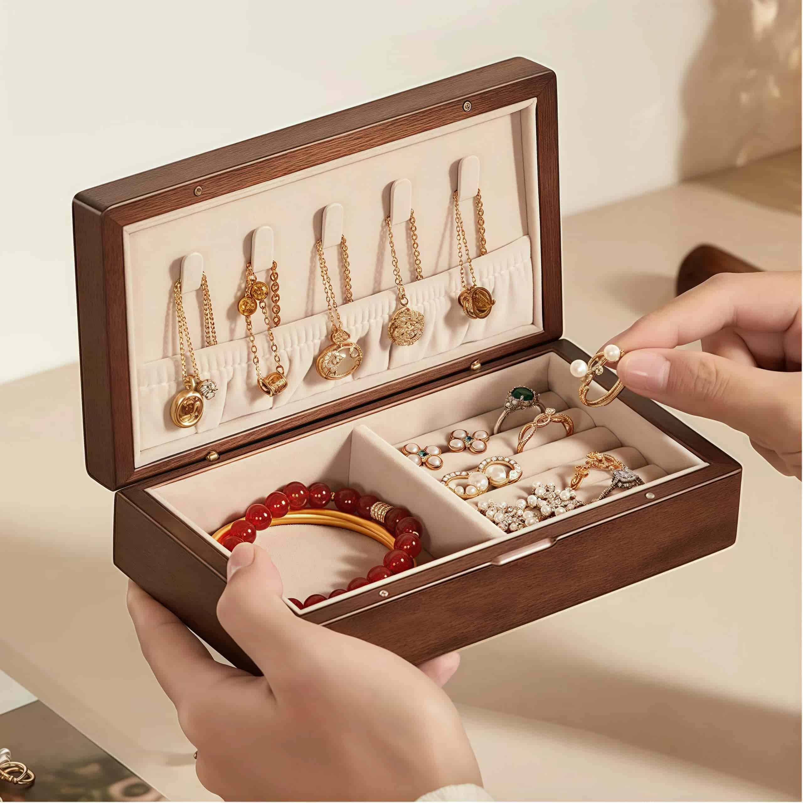 Iris Oil Painting Solid Wood Jewelry Box - Portable Magnetic Closure Organizer for Necklaces & Earrings