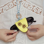 Island Series Embroidered Sunglasses Clip - PU Leather Eyewear Holder with Paracord Strap