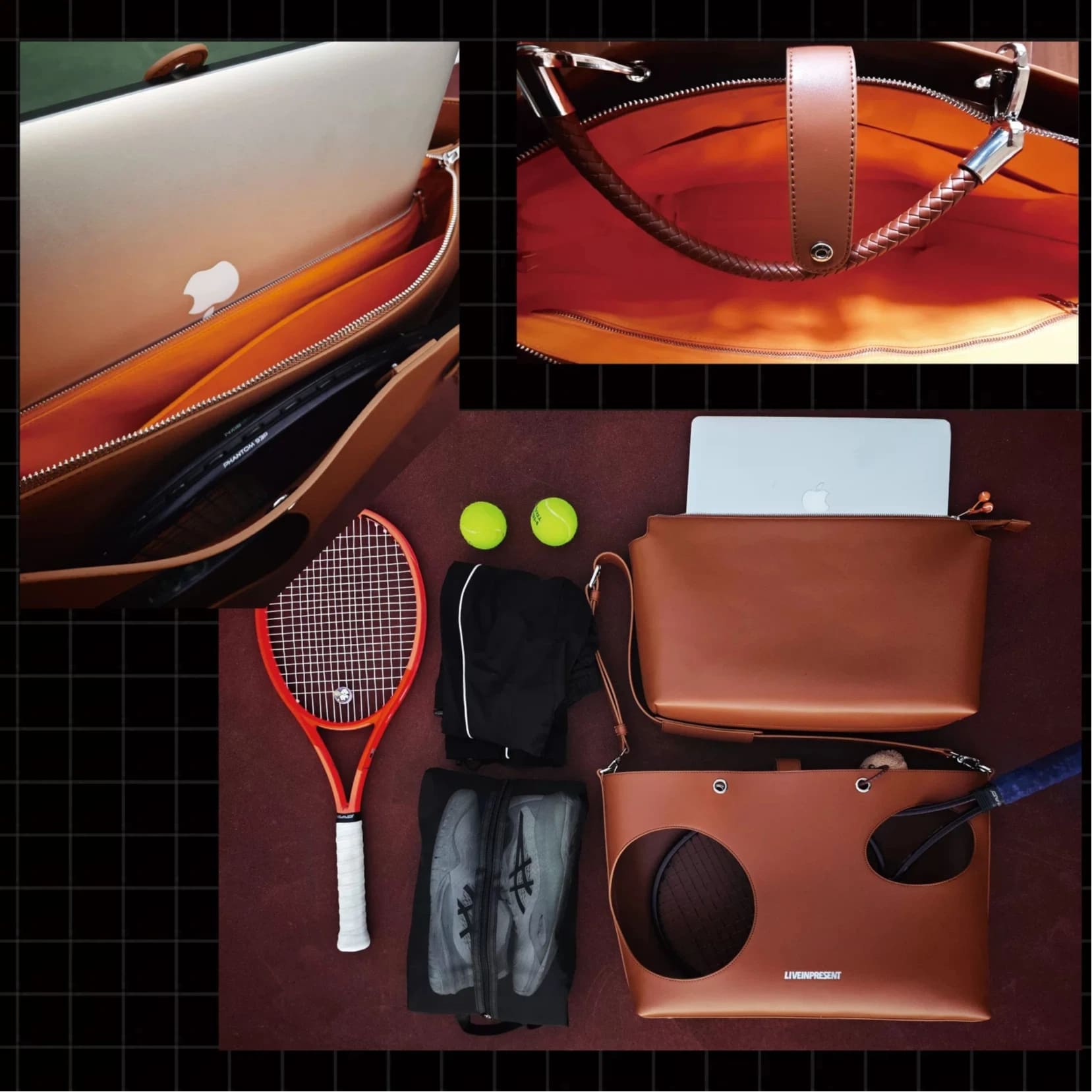 Tennis Tote Bag - Large Capacity PU Leather Bag for Court, Commute & Everyday Use