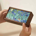 Iris Oil Painting Solid Wood Jewelry Box - Portable Magnetic Closure Organizer for Necklaces & Earrings