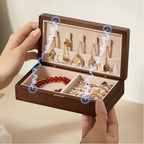 Iris Oil Painting Solid Wood Jewelry Box - Portable Magnetic Closure Organizer for Necklaces & Earrings