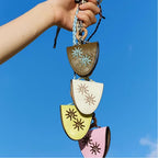 Island Series Embroidered Sunglasses Clip - PU Leather Eyewear Holder with Paracord Strap