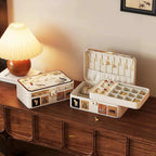 Elegant Leather Jewelry Box with Lock