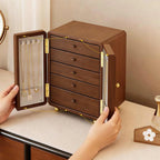 Wood Jewelry Cabinet with Double Doors & Drawers