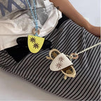 Island Series Embroidered Sunglasses Clip - PU Leather Eyewear Holder with Paracord Strap