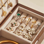 Iris Oil Painting Solid Wood Jewelry Box - Portable Magnetic Closure Organizer for Necklaces & Earrings