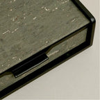 Silver Foil Travertine Drawer Box - Vintage Black Wood Jewelry & Desktop Organizer