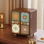 Wood Jewelry Cabinet with Double Doors & Drawers