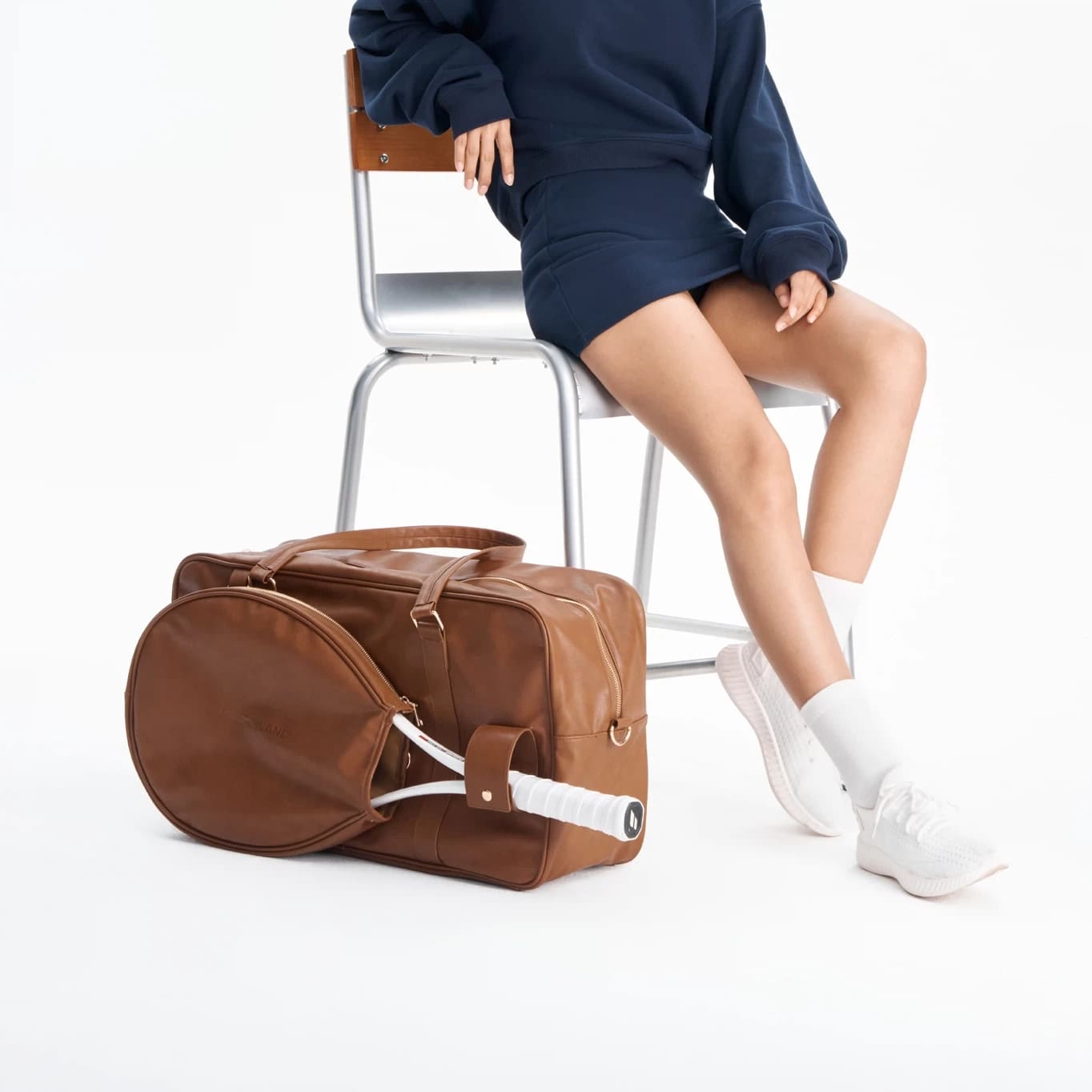 Vintage Tennis Duffle Bag - Large Capacity Leather Sports & Travel Bag with Detachable Racket Pouch