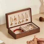 Iris Oil Painting Solid Wood Jewelry Box - Portable Magnetic Closure Organizer for Necklaces & Earrings