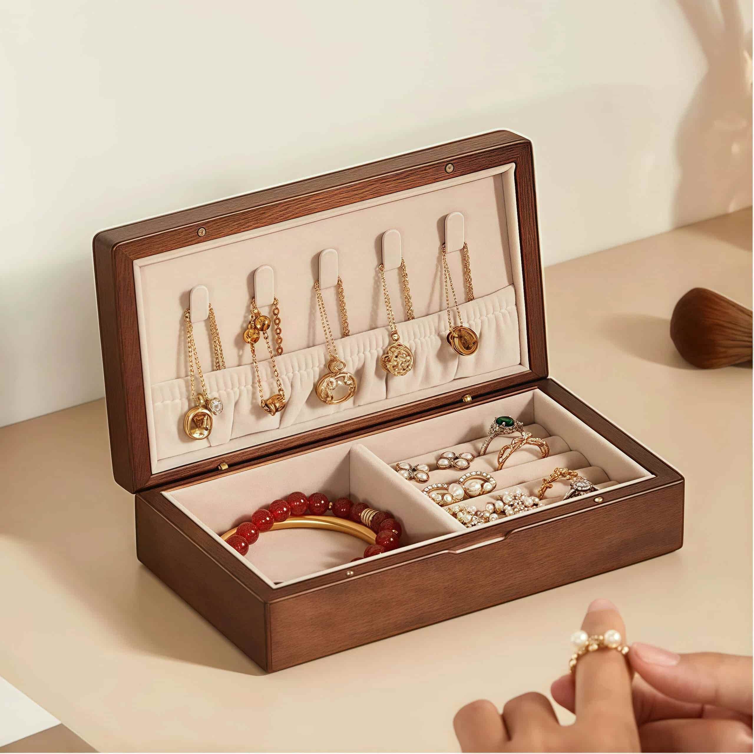 Iris Oil Painting Solid Wood Jewelry Box - Portable Magnetic Closure Organizer for Necklaces & Earrings