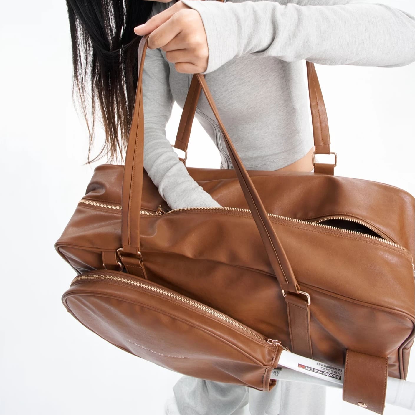 Vintage Tennis Duffle Bag - Large Capacity Leather Sports & Travel Bag with Detachable Racket Pouch