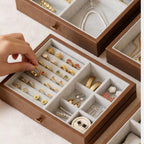 Wood Jewelry Cabinet with Double Doors & Drawers