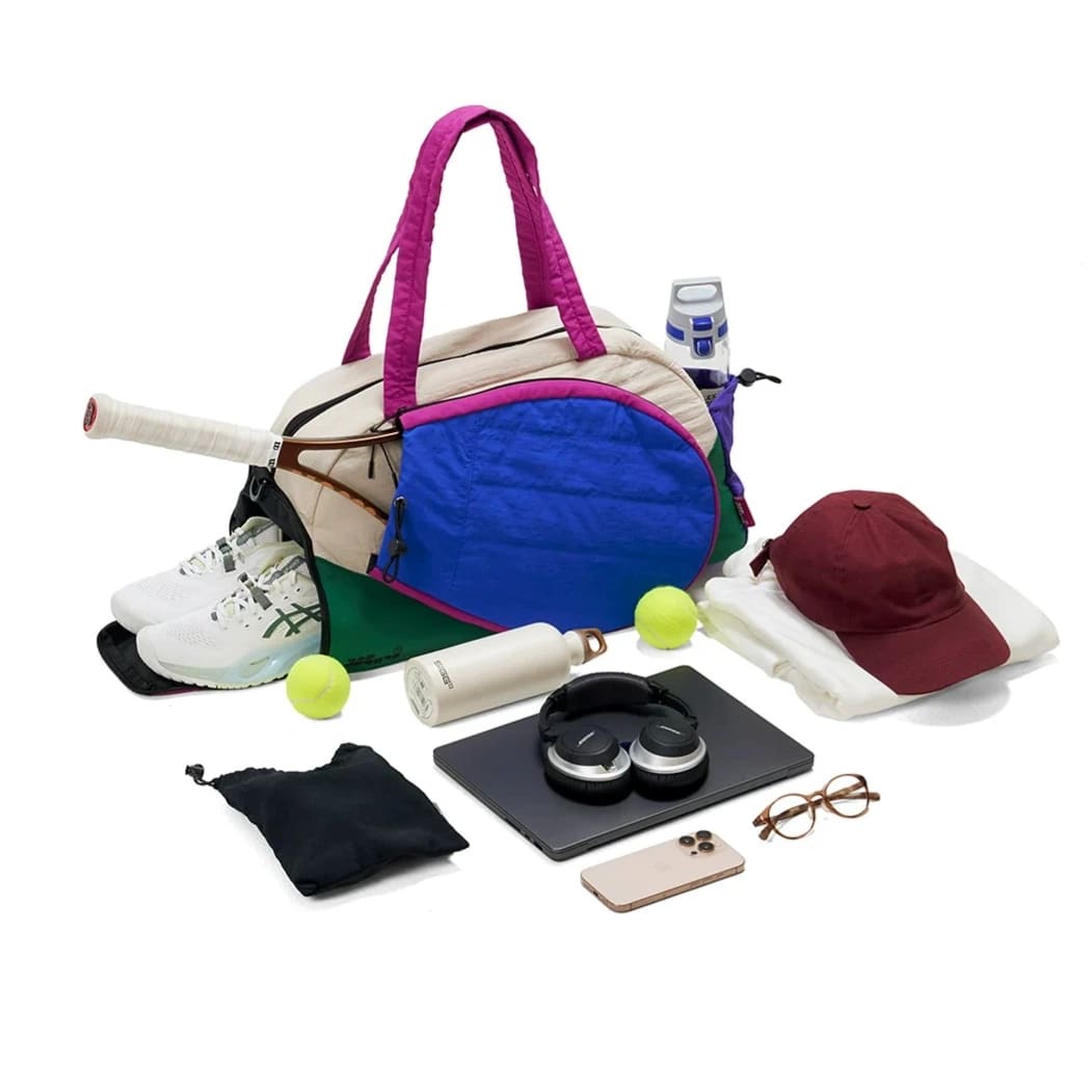 Color-Block Tennis Shoulder Bag - Multi-Functional Large Capacity Sports Duffle with Racket Compartment