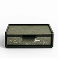 Silver Foil Travertine Drawer Box - Vintage Black Wood Jewelry & Desktop Organizer