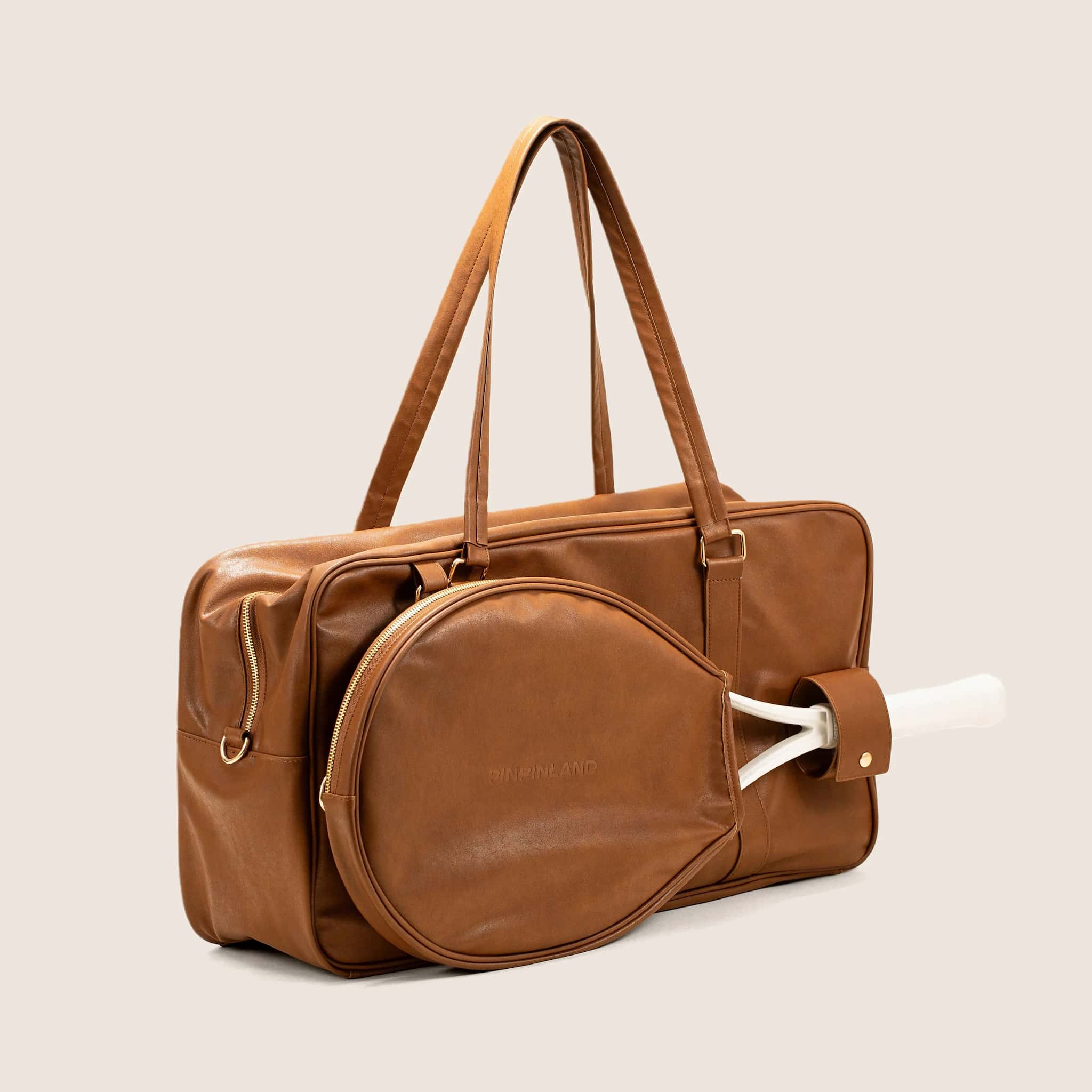 Vintage Tennis Duffle Bag - Large Capacity Leather Sports & Travel Bag with Detachable Racket Pouch