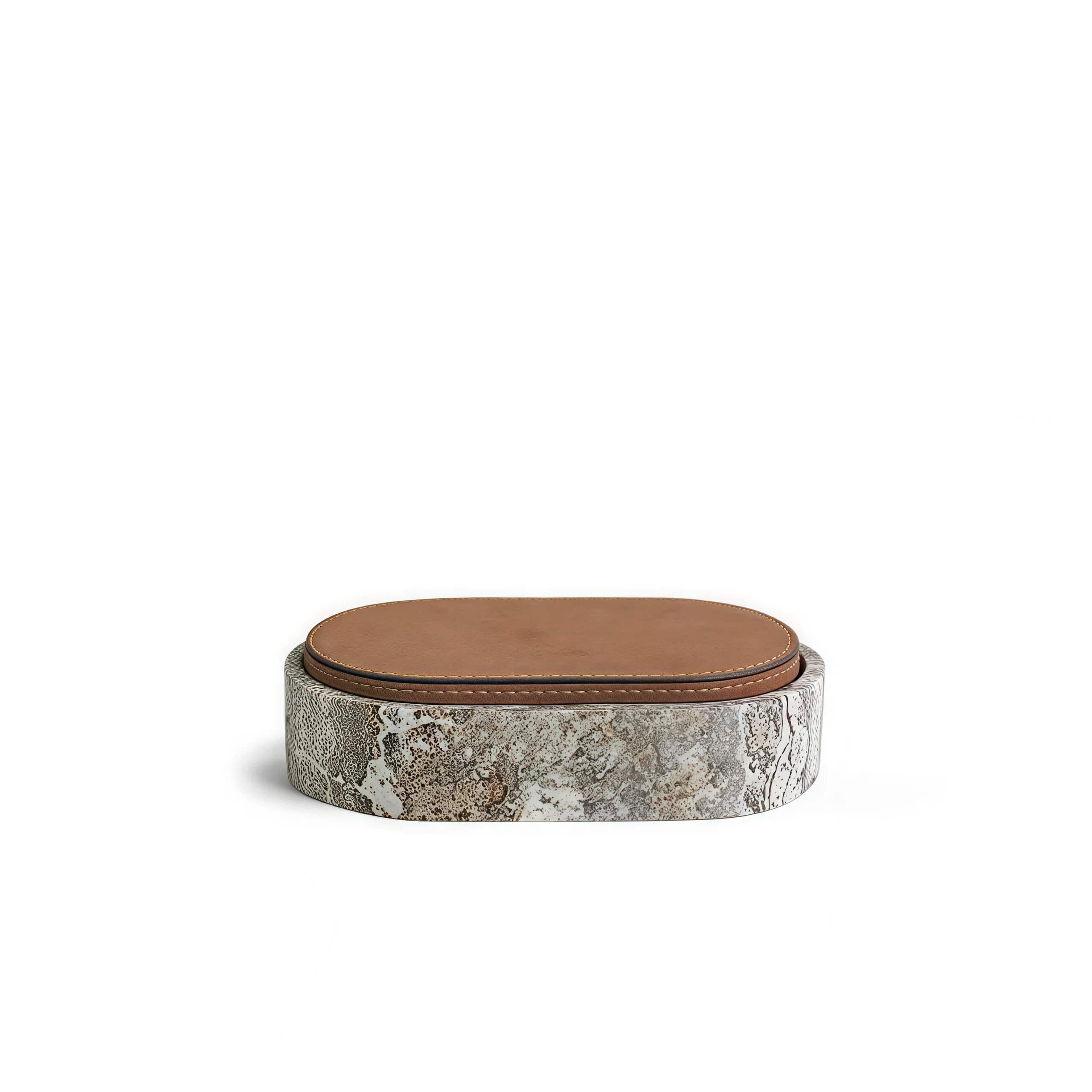 Travertine Jewelry Storage Box – Stone & Wood Organizer for Rings, Earrings & Keepsakes