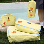 Spring Pup Travel Organizer Set - 4-Piece Waterproof Luggage Packing Cubes with Toiletry Bag
